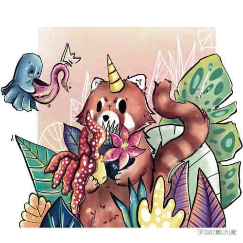 Illustration - Ranki, Le Panda aux Fleurs