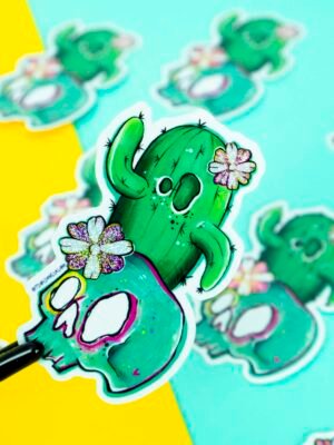 Sticker pailleté - Cactus & Tête de mort