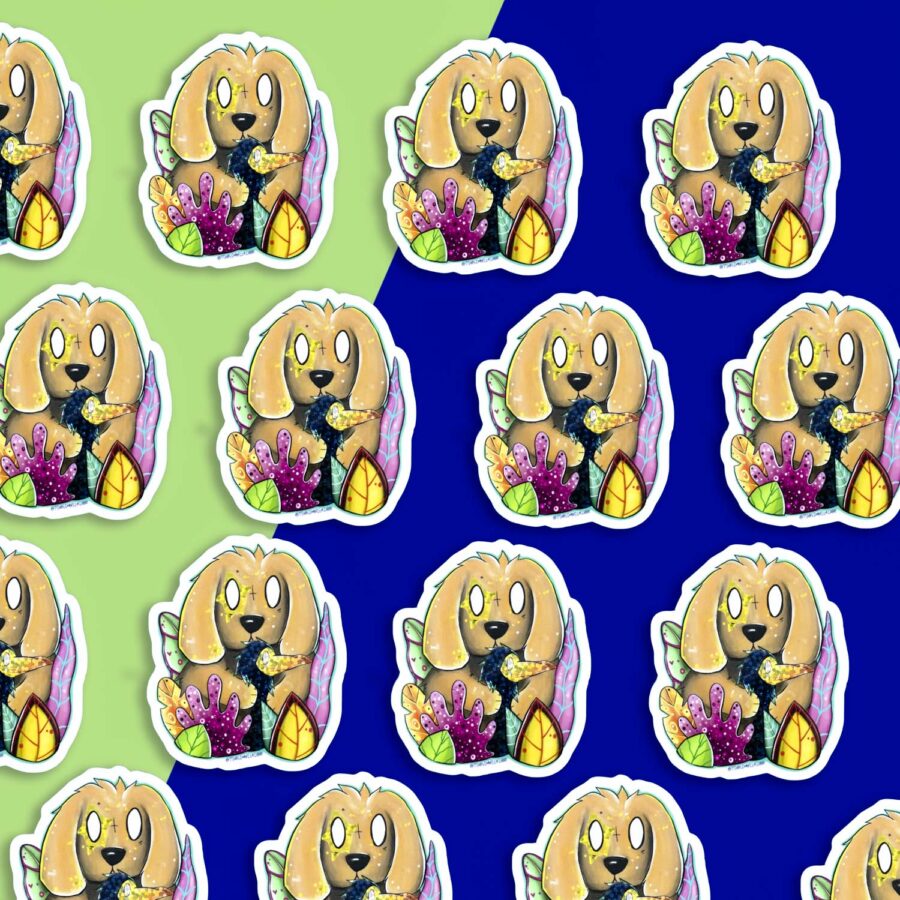 Sticker Pailletté - Chien & son oiseau – Image 2