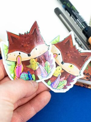 Sticker doré - Renard & son canard