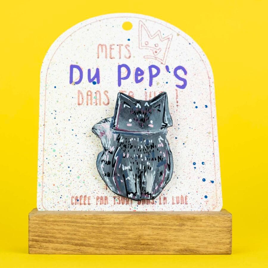 Broche n°175 - Chat Assis Noir