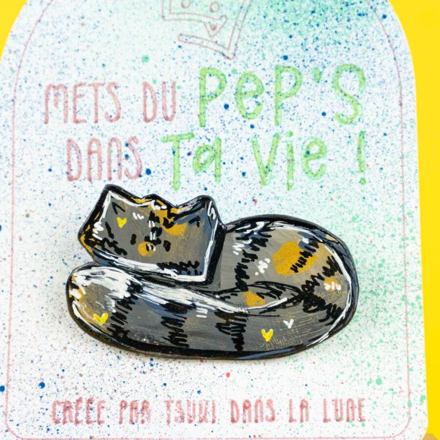 Broche n°161 - Chat Noir & Doré Allongé – Image 2