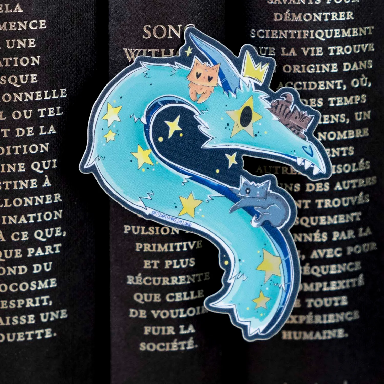 Sticker Doré Mat - Dragon & ses chatons – Image 2