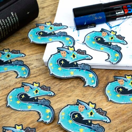 Sticker Doré Mat - Dragon & ses chatons