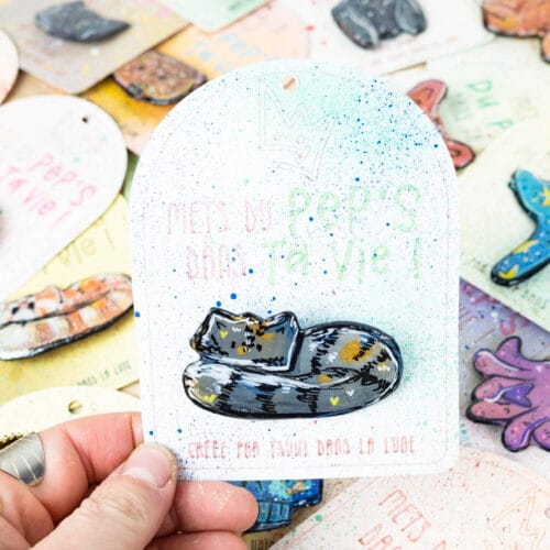 Broche n°161 - Chat Noir & Doré Allongé