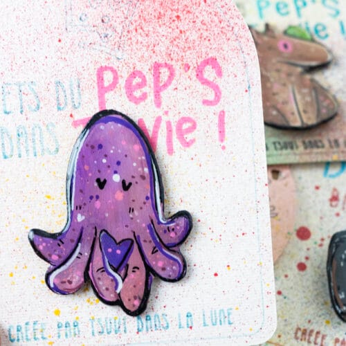 Broche n°141 - Poulpe Rose