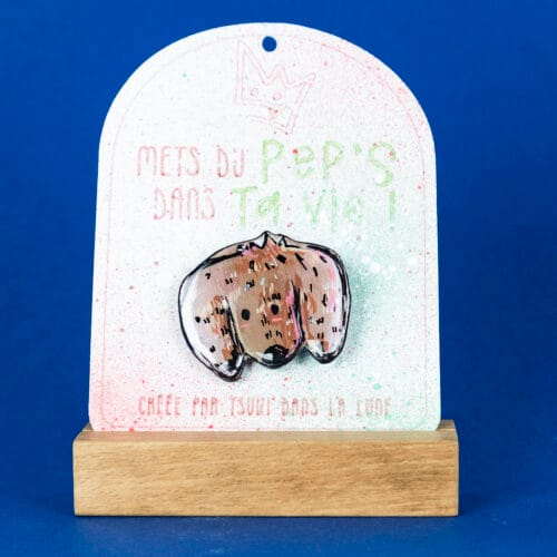 Broche n°160 - Chien Sable & Rose