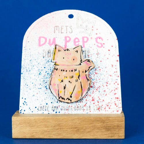 Broche n°174 - Chat Blanc Assis