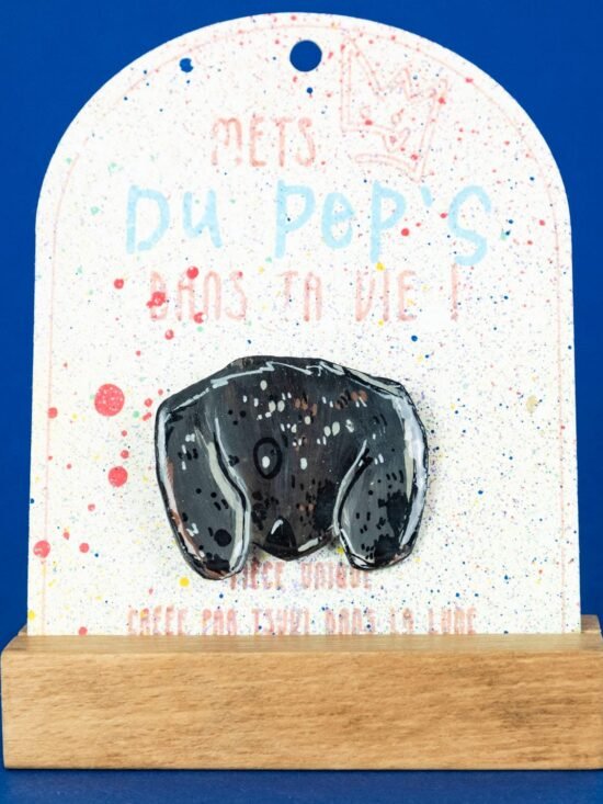 Broche n°168 - Chien Noir & Gris
