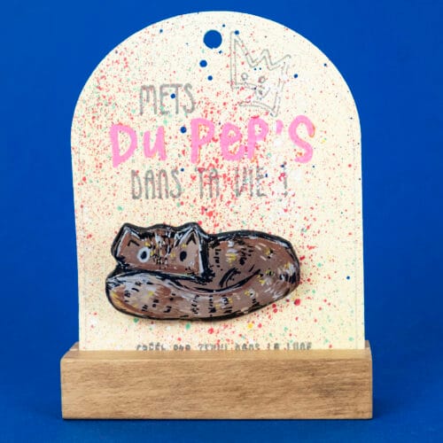 Broche n°182 - Chat Brun Allongé