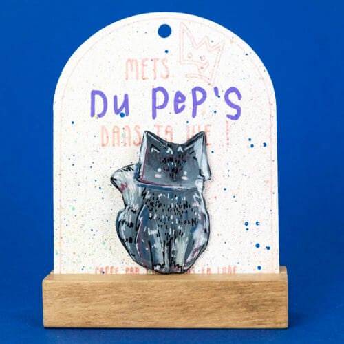 Broche n°175 - Chat Assis Noir