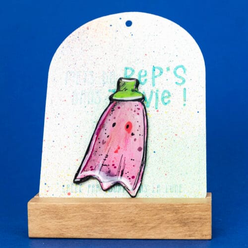 Broche n°149 - Fantôme Rose au Chapeau Vert