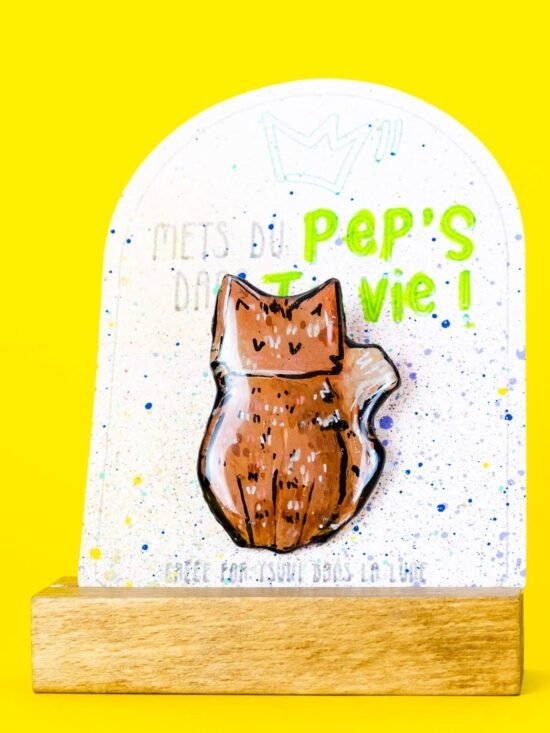 Broche n°184 - Chat Assis Brun