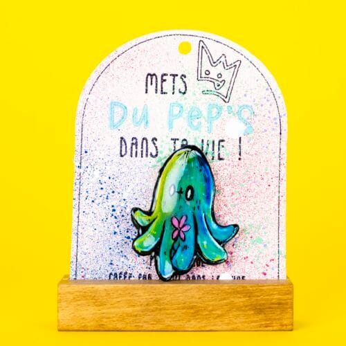 Broche n°199 - Poulpe Bleu & vert