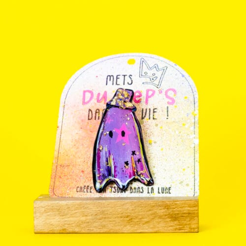 Broche n°188 - Fantôme Rose & Doré au chapeau