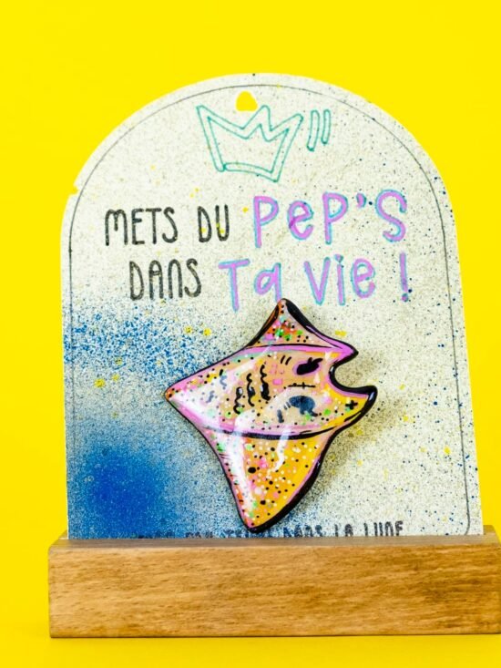 Broche n°039 - Raie Manta Jaune
