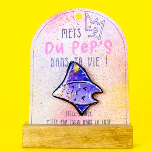 Broche n°189 - Raie Manta Rose & Dorée