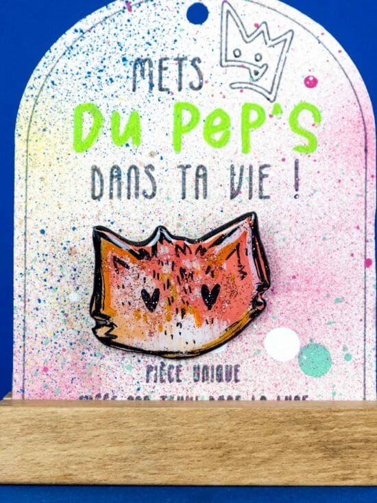 Broche n°204 - Chat Roux coeur