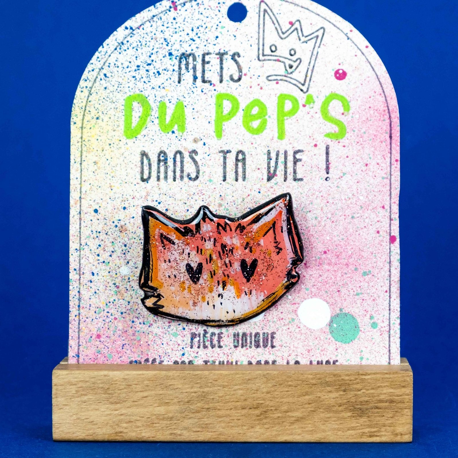 Broche n°204 - Chat Roux coeur