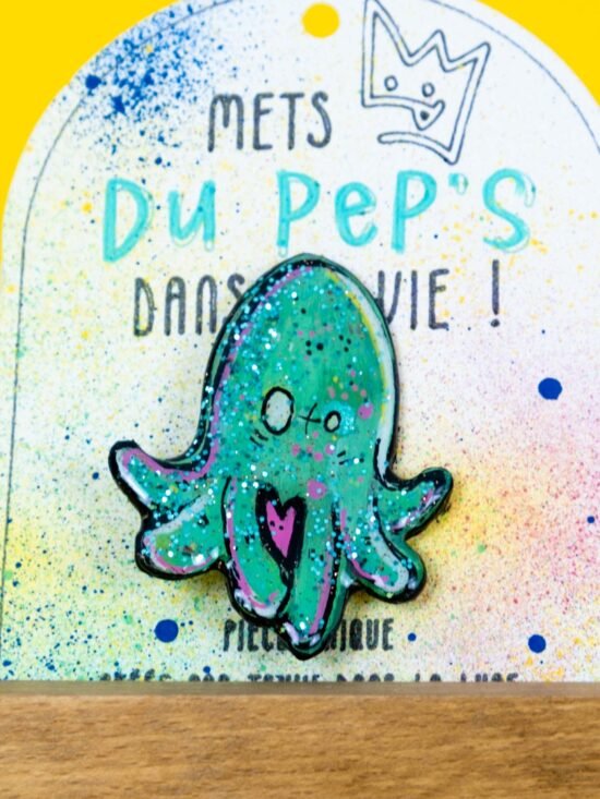 Broche n°206 - Poulpe à paillettes
