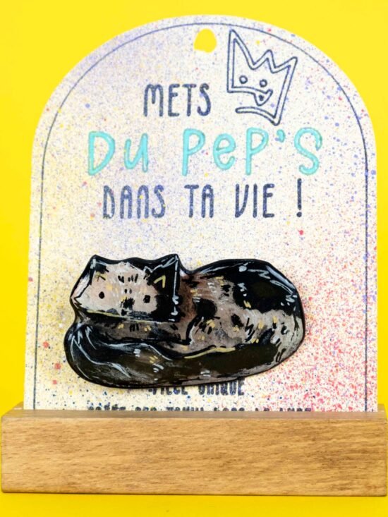 Broche n°215 - Chat Noir & Blanc couché